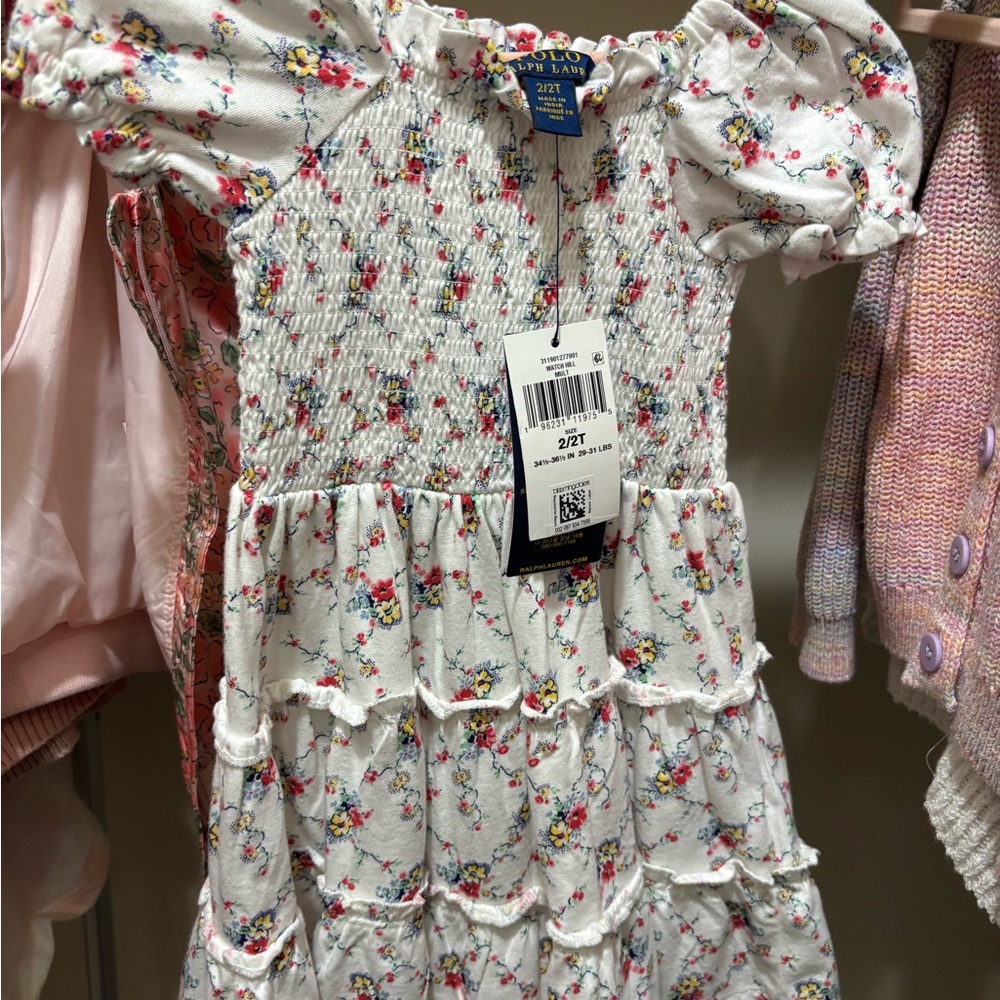 Polo by Ralph Lauren Red and White Ruffled Smocked Sundress